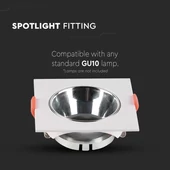 GU10 Fitting Square White Frame + Chrome Reflector