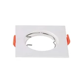 V-TAC GU10 LED műanyag spotlámpa keret, fehér szögletes fix lámpatest, 2 db/csomag - SKU 6642