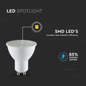 V-TAC GU10 LED spot égő 160 Lm/W, 5W hideg fehér 110° - SKU 2839