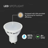 V-TAC GU10 LED spot égő 3 db/csomag 5W természetes fehér 110° - SKU 7270