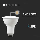 V-TAC GU10 LED spot égő 6 db/csomag 4.5W hideg fehér 110° - SKU 212741