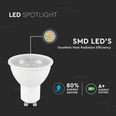 V-TAC GU10 LED spot égő 6W természetes fehér CRI>95 38° - SKU 7498