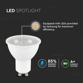 V-TAC GU10 LED spot égő 8W hideg fehér 110° - SKU 874