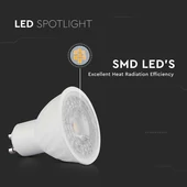 V-TAC GU10 LED spot égő dimmelhető 6W hideg fehér 38° - SKU 211971