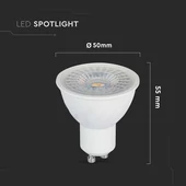 V-TAC GU10 LED spot égő dimmelhető 6W meleg fehér 110° - SKU 211981