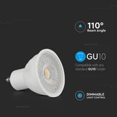 V-TAC GU10 LED spot égő dimmelhető 6W természetes fehér 110° - SKU 211991