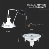 LED Spotlight - 5W GU10 With Fitting White Body 6400K 3pcs/Pack