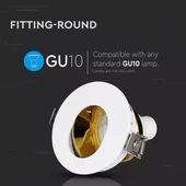 V-TAC GU10 LED spotlámpa keret, fehér+arany billenthető lámpatest - SKU 3162