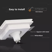GU10 Fitting Gypsum White Recessed Light With Black Metal Square