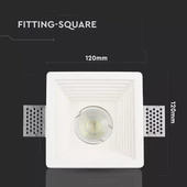 GU10 Fitting Gypsum White Recessed Light Square