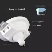 V-TAC GU10 LED spotlámpa keret, fehér fix lámpatest - SKU 3640