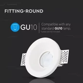 V-TAC GU10 LED spotlámpa keret, fehér fix lámpatest - SKU 3697