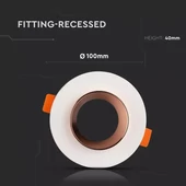 V-TAC GU10 LED spotlámpa keret, fehér+rózsaarany fix lámpatest - SKU 3123