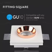 GU10 Fitting Gypsum White Recessed Light With Rose Gold Metal Square