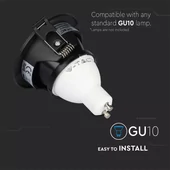 GU10 Fitting Black + Black  Round