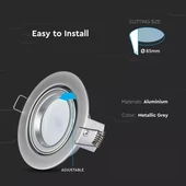 V-TAC Twist-To-Open GU10 LED spotlámpa keret, króm billenthető lámpatest - SKU 3647
