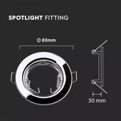 GU10 Round Spotlight Fitting Chrome 2 pcs/box Ф80