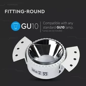 GU10 Fitting Round  With White Frame + Chrome Reflector