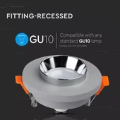 GU10 Fitting Gypsum Metal Grey Recessed Light With Chrome Round