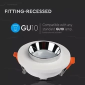 GU10 Fitting Gypsum Metal Off White Recessed Light With Chrome Round