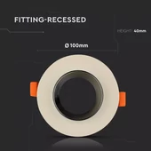 V-TAC GU10 LED spotlámpa keret, törtfehér+króm fix lámpatest - SKU 3126