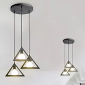 V-TAC gúla alakú, fekete fém, 3 lámpás csillár, függeszték E27 foglalattal - SKU 3927