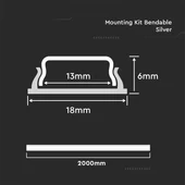 Led Strip Mounting Kit With Diffuser Silver Housing  2000*18*6mm