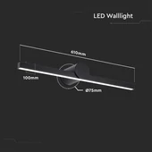 V-TAC IP65 fali 10W tükör- és képvilágítás, fekete házzal, meleg fehér, 150 Lm/W - SKU 405831