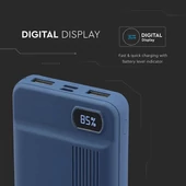 V-TAC kék, 10000mAh powerbank, kijelzővel - SKU 8853