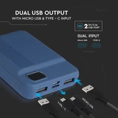 V-TAC kék, 10000mAh powerbank, kijelzővel - SKU 8853