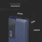 V-TAC kék, 10000mAh powerbank, kijelzővel - SKU 8872