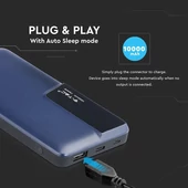 V-TAC kék, 10000mAh powerbank, kijelzővel - SKU 8872