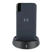 V-TAC kék, 8000mAh powerbank vezeték nélküli töltővel, kijelzővel - SKU 8862