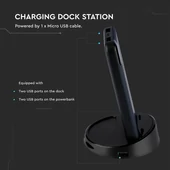 V-TAC kék, 8000mAh powerbank vezeték nélküli töltővel, kijelzővel - SKU 8862