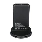 V-TAC kék, 8000mAh powerbank vezeték nélküli töltővel, kijelzővel - SKU 8862