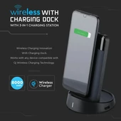 V-TAC kék, 8000mAh powerbank vezeték nélküli töltővel, kijelzővel - SKU 8862