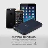 V-TAC kék, 8000mAh powerbank vezeték nélküli töltővel, kijelzővel - SKU 8862