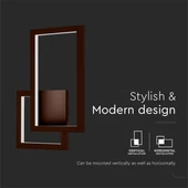 V-TAC kettős négyszög 20W Corten barna fali lámpa, IP20, meleg fehér, 120 Lm/W - SKU 6840