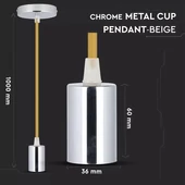Chrome Metal Cup Pendant Light Beige