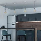 Chrome Metal Cup Pendant Light Beige