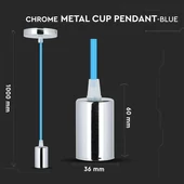 Chrome Metal Cup Pendant Light Blue