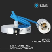 Chrome Metal Cup Pendant Light Blue