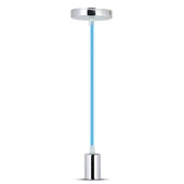 Chrome Metal Cup Pendant Light Blue