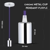 Chrome Metal Cup Pendant Light Purple