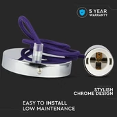 Chrome Metal Cup Pendant Light Purple