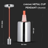 Chrome Metal Cup Pendant Light Orange