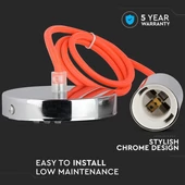 Chrome Metal Cup Pendant Light Orange