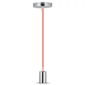 Chrome Metal Cup Pendant Light Orange