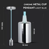 Chrome Metal Cup Pendant Light Blue