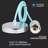 Chrome Metal Cup Pendant Light Blue